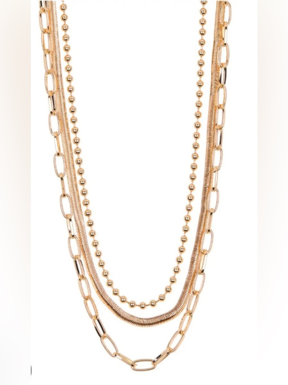 NWOT Nordstrom Rack Gold 3 Layered Multi-Chain Necklace - Women Jewelry